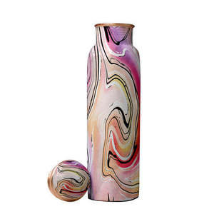 Pastel Marble <b>Copper</b> Water <b>Bottle</b> Abstract Swirl Art Reusable Metal <b>Drink</b> Flask Modern Hydration Travel Gift Design - Product Image 1