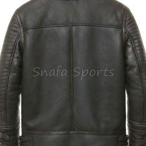 Veste bomber en cuir d'agneau véritable 100% OEM, noire, grande taille, pour homme, veste bomber en fourrure de mouton chaude pour l'hiver - Product Image 5