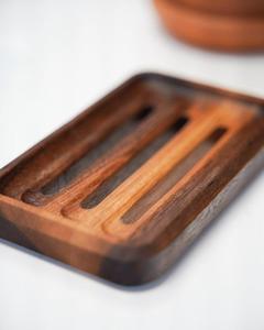 <b>Wooden</b> Rectangle Eco-Friendly Soap Stand with Drainage Grooves Modern Design Easy to Clean <b>Bathroom</b> <b>Accessory</b> - Product Image 4