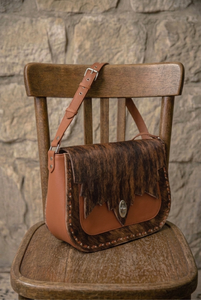 Luxury Brown Cowhide Genuine Leather Saddle Shape <b>Handbag</b> Animal Print Vintage Crossbody Strap Travel Bag for Women 1L Capacity - Product Image 5