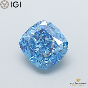 เพชรคุณภาพสูงรับรองโดย IGI รูปทรงคุชชั่น ผลิตด้วยวิธี CVD ขนาด 1.50 กะรัต สีฟ้าสดใส ระดับความสะอาด VS1 เหมาะสำหรับแหวนสวมใส่ประจำวัน - Product Image 1