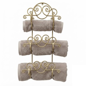 Modern Decorative Metal Bathroom <b>Wall</b> Mount Towel <b>Rack</b> Organizer For Rolled Bath Sheets Washcloths And Hand Towels Low Price - Product Image 5