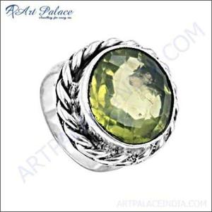 Lemon <b>Quartz</b> Gemstone <b>Ring</b> Round Cut Stone <b>Ring</b> with Fine Silver Plating Fashionable German Silver Jewelry - Product Image 1