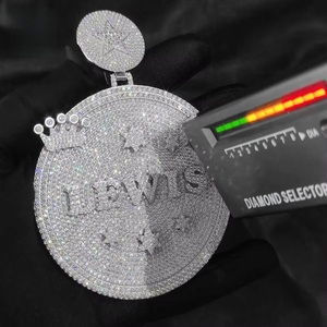 Collier de luxe pour homme en argent 925 avec pendentif photo rond personnalisé serti de diamants de laboratoire, bijoux de mode raffinés - Product Image 2