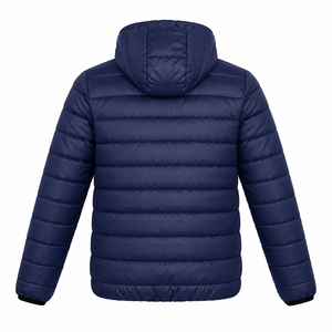 Blue Eco-friendly Thick Puffer <b>Jacket</b> Front Unisex Winter Casual Windproof Zipper Closure Regular Fit Solid Color OEM Service - Product Image 4