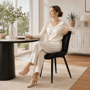 Set di 2 Sedie da Pranzo Moderne in Velluto con Gambe in Metallo, Pieghevoli, per Soggiorno, Camera da Letto, Esterni, Lounge e Caffè - Product Image 2