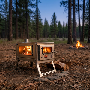 Estufa de Leña Ultraligera de Aleación de Titanio para Camping, Plegable y Portátil, con Chimenea de 3.3m y 5 Deflectores de Viento para Cocinar al Aire Libre - Product Image 1