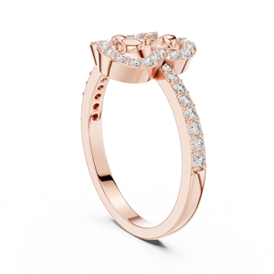 CLUBS PETAL LAB-GROWN DIAMOND <b>RING</b> <b>SET</b> in 18KT ROSE GOLD RHODIUM PLATED MINIMALIST ENGAGEMENT WEDDING DAILY WEAR for <b>WOMEN</b> - Product Image 3