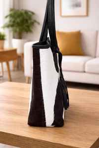 Sac fourre-tout élégant en cuir véritable de vachette avec fermeture éclair, grande capacité, LHTB-0073 - Product Image 3