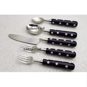 Factory Wholesale Flatware Set With Resin <b>Handle</b> Silverware Spoon Fork <b>Knife</b> 5 Pcs Cutlery For Home Hotel Wedding Place Setting - Product Image 6