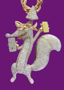 Pendentif Écureuil de Luxe en Moissanite Sertie, en Argent Sterling 925 Plaqué Or, Micro-Pavé, Breloque Animale Hip Hop - Product Image 5