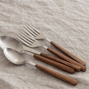 Offre Spéciale : Ensemble de Couverts Vintage en Acier Inoxydable avec Manche en Bois Marron – Vaisselle de Cuisine, Fourchettes et Cuillères – Prix le Plus Bas - Product Image 1