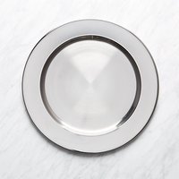 Assiette de Présentation en Argent avec Bord Doré Perlé, Plateau de Service en Métal, Sous-Assiette de Luxe pour Mariage et Décoration de Table de Fête