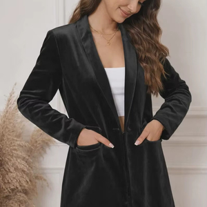 Chaqueta Blazer de Terciopelo para Mujer, Elegante, Informal, para Oficina, Suave, Lujosa, con Estilo - Product Image 1