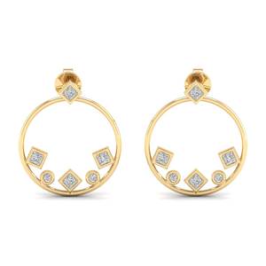 Boucles d'oreilles créoles REYES en or massif 14 carats avec moissanite, fermoir à vis, accessoires pour femme, cadeau de mariage, bijoux pour elle - Product Image 2