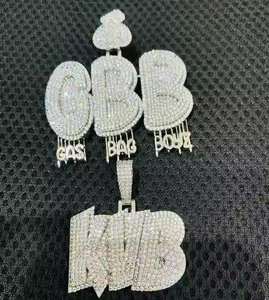 Colgante de Moissanita Chapado en Rodio de Plata 925 Gas Bag Boyz, Amuleto de Letra Hip Hop Micro Pavimentado Iced Out, Joyería Unisex - Product Image 5