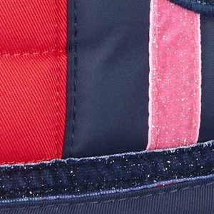 Red <b>Quilted</b> Horse Saddle Pad with Navy Trim And Color Stripes Polyester Material And Color Stripes Polyester - Product Image 4