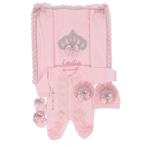 Girls Babies Newborn Baby Girl Pink Velvet <b>Romper</b> Set High Quality Modern Luxury Summer Button Closure - Product Image 1