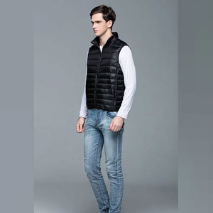 2026 Latest Wholesale High Quality Custom Made Mens Breathable <b>Canvas</b> Waterproof Windproof PU Leather Puffer Vest Winter Casual - Product Image 3