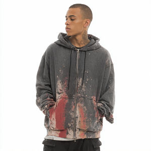 Sweat à capuche oversize en molleton 450 g/m² pour homme, brodé, style streetwear hiver - Product Image 2