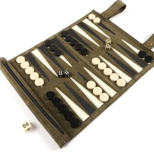 Ensemble de Backgammon Portable en Cuir pour Voyage - Jeu de Backgammon en Daim de Luxe, Cadeau d'Entreprise, Jeu de Backgammon Enroulable pour Adultes - Product Image 4