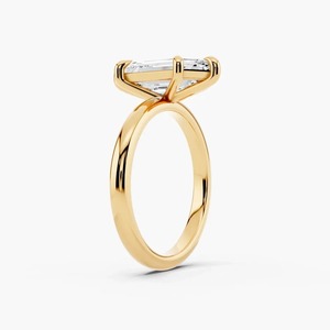 Anillo de Compromiso Solitario con Diamante Cultivado en Laboratorio, Corte Hexagonal Alargado, Oro de 14K, 6 Puntas, Joyería Fina - Product Image 5