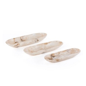 Plats de service en résine à prix de gros, aspect marbre naturel, design minimaliste, assiettes de service alimentaire en résine, bols de luxe en résine - Product Image 3