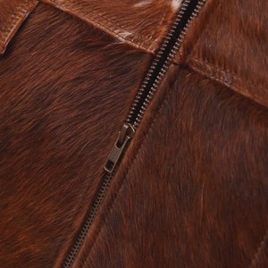 Heavy Duty Winter Leather Jacket for Men Genuine O-Neck Collar Thick Cozy Insulation Warm <b>Zip</b>-<b>Up</b> Front Waterproof Eco-Friendly - Product Image 3