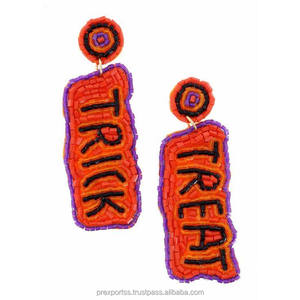 Pendientes de Aro Hechos a Mano CarnivalCheers con Cuentas Geométricas de Tamaño Personalizado, Corte Esmeralda, Estilo Bohemia, Multicolor, para Niños, Fiesta de Mardi Gras - Product Image 3