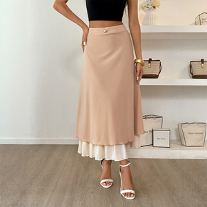 Women's High-Waist Summer Satin <b>Skirt</b> Cross-Border Casual Style Yarn Dyed Wholesale <b>Skirt</b> - Product Image 5