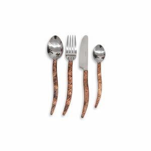 Juego de cubiertos de acero inoxidable de alta calidad con mangos de aspecto de madera natural, juego de vajilla moderno para 6 personas, juego de cocina. - Product Image 5