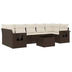 Ensemble de canapés de jardin modulaires en rotin PE brun avec coussins en mousse haute densité, mobilier d'extérieur au design contemporain - Product Image 2