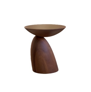 Table basse moderne en bois, plateau rond, design mid-century, faite à la main, en bois massif, meuble de salon, table d'appoint - Product Image 1