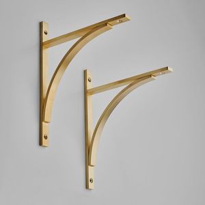 Support d'étagère mural décoratif en laiton antique, forme géométrique triangulaire, support d'angle robuste pour étagère flottante, quincaillerie - Product Image 1