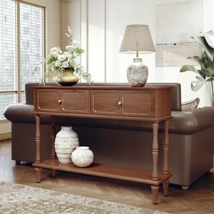 Mesa Consola Tradicional de Madera Maciza con Estante de Almacenamiento, Mueble para Recibidor, Sala de Estar o Pasillo, Diseño Antiguo - Product Image 5