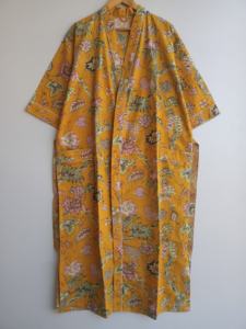 Robe Kimono Longue en Coton Premium, Peignoir Floral à Manches Longues, Col en V, Ceinture Fixe, Poches – Vente en Gros, Exportation, Fabricant - Product Image 5