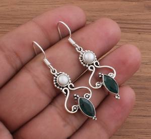 Pendientes de Lapislázuli Verde Natural en Forma de Gota, Plata de Ley 925, Gema en Forma de Lágrima, Joyería para Mujer, Regalo para Bodas y Fiestas - Product Image 1