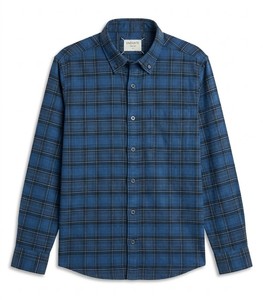 Chemise tissée unisexe Enovate à carreaux, double boutonnage, manches longues, coupe classique, décontractée, respirante, 100 % coton, pour adulte, été - Product Image 1