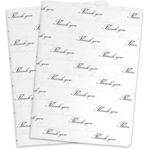 100 Fogli di Carta Velina Bianca e Nera 'Grazie' in Confezione da 50x35 cm per Sacchetti Regalo per Piccole Imprese - Product Image 1