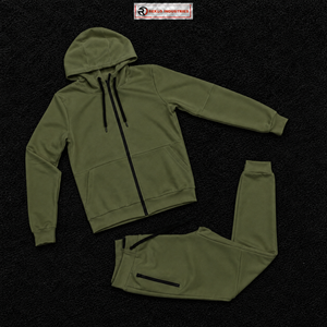 Conjunto Deportivo Premium para Hombre, Color Oliva, Cierre Completo, Estilo Casual, Corte Regular, Algodón de Peso Medio, Ropa de Otoño, Estilo Urbano Informal - Product Image 5