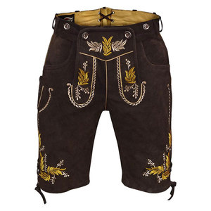 Shorts décontractés pour hommes en cuir marron, motif uni, taille haute, fermeture boutonnée, tissé, respirant, imperméable, logo frontal - Product Image 6