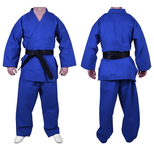 Ensemble de Kimono d'Arts Martiaux pour Adultes avec Ceinture Noire pour l'Entraînement – Vente en Gros, Uniforme de Karaté Personnalisé en Toile de Coton Lourde Bleu Royal - Product Image 1