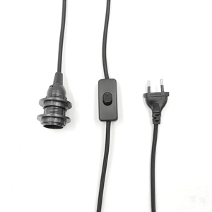 Cable de alimentación trenzado de tela <span class=keywords><strong>con</strong></span> <span class=keywords><strong>enchufe</strong></span> europeo, interruptor de botón 303, cable <span class=keywords><strong>con</strong></span> <span class=keywords><strong>enchufe</strong></span>, portalámparas E14, cable <span class=keywords><strong>con</strong></span> <span class=keywords><strong>enchufe</strong></span> de doble anillo, portalámparas - Product Image 1