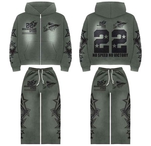 Custom Lightweight Vintage Style Solid Color Cotton Tracksuits Set Hooded Collar Breathable Quick Dry <b>for</b> Winter Eco-Friendly - Product Image 3