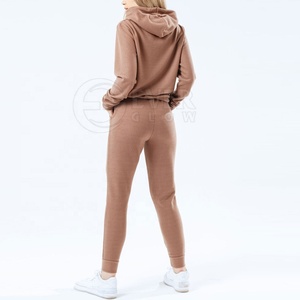 Ensemble de survêtement d'hiver pour femmes, dernier design, 100% coton, 2 pièces, motif uni, prix de gros d'usine - Product Image 2