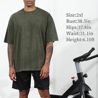 T-shirt en coton vert uni surdimensionné pour homme, manches courtes, col rond, coupe décontractée, jersey tricoté, design uni