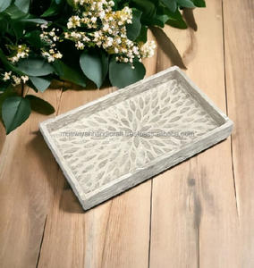 Decoración de mesa de bandeja con incrustaciones de perlas Madre en forma de rectángulo más vendida - Product Image 3