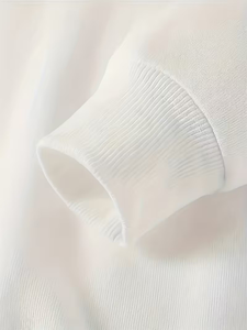 Women's Summer Short Long Sleeve Hoodie & Loose Casual Pants Set 2pcs Light Gray Hooded Sweatshirt Sweatpants 100% Cotton Fleece - Product Image 5