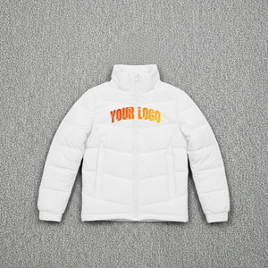 Wholesale Custom DTF Printed <b>Waterproof</b> Puffer Jacket <b>Men's</b> Solid Color <b>Winter</b> Casual Turn-down Collar Street Style Front <b>Coat</b> - Product Image 4
