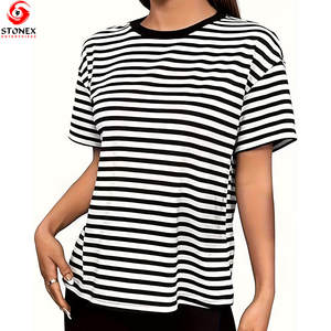 เสื้อยืดคุณภาพสูงสำหรับผู้หญิง ผ้าฝ้าย 100% ขนาดมาตรฐาน ดีไซน์มีซับใน สีดำและสีขาว รับสกรีนโลโก้ - Product Image 5